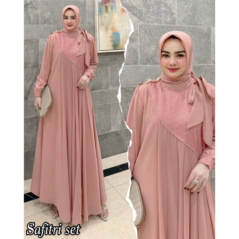 gamis set hijab segi empat " SAFITRI SET"
