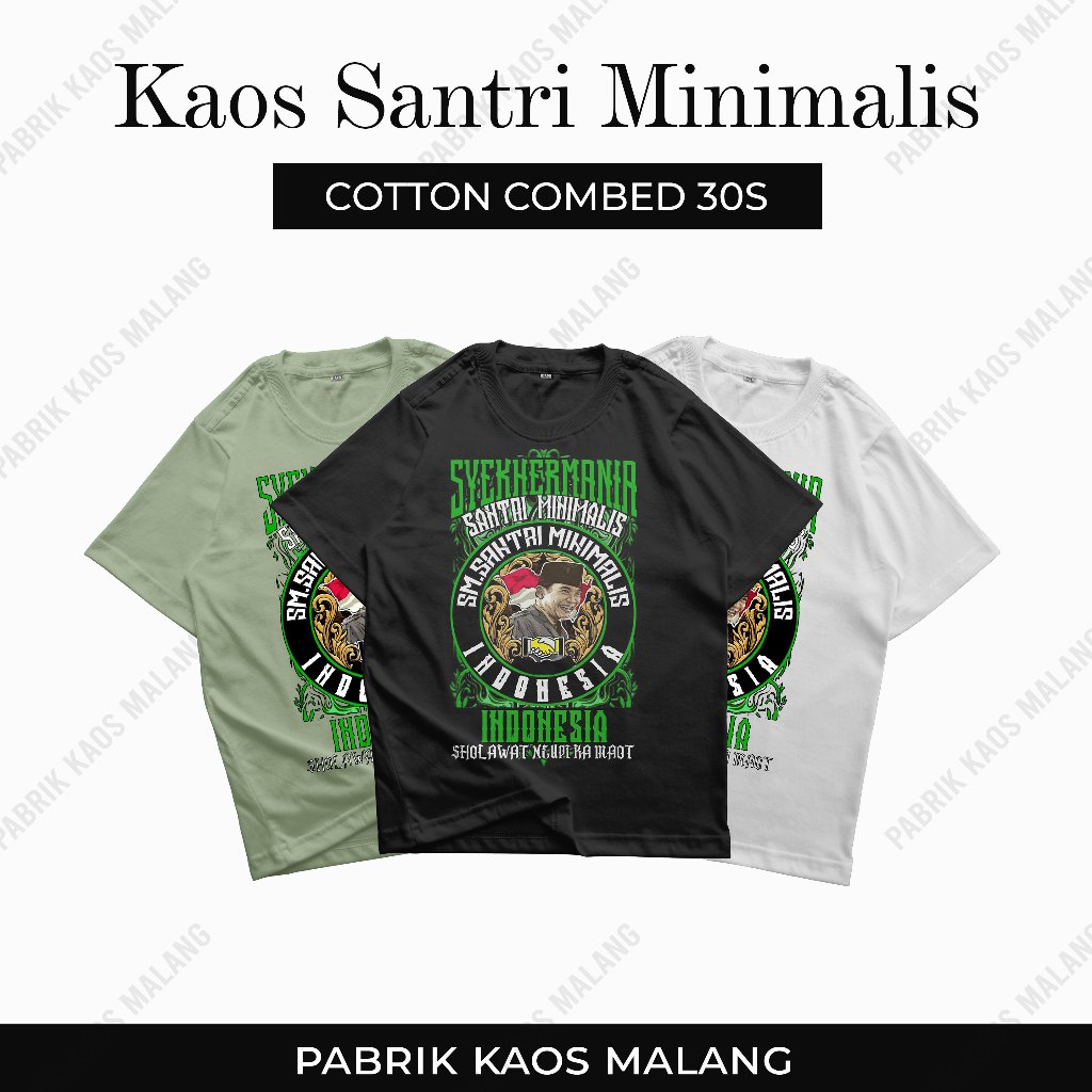 Kaos Anak Santri Minimalis Cotton Combed 30s Laki Laki dan Perempuan