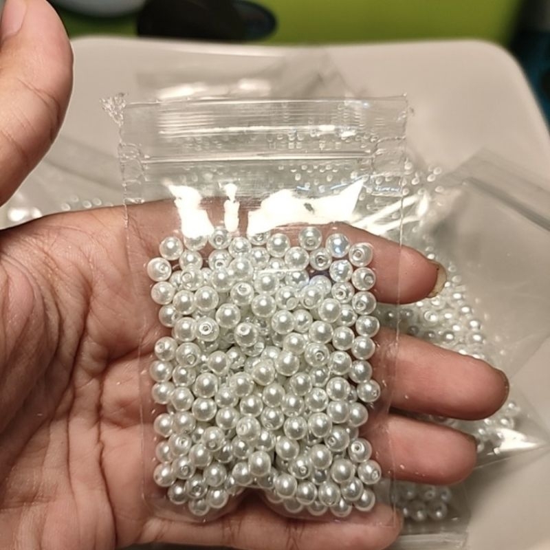 manik mutiara 3mm putih bersih