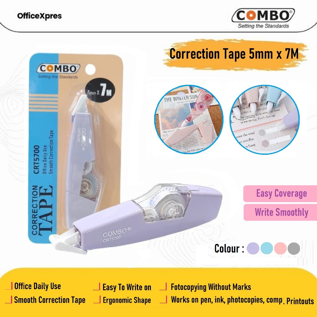 

Correction Tape 7 Meter Refillable / Tipex Kertas / Pen Correction / Pita Koreksi C5700 / Tip-ex Pita