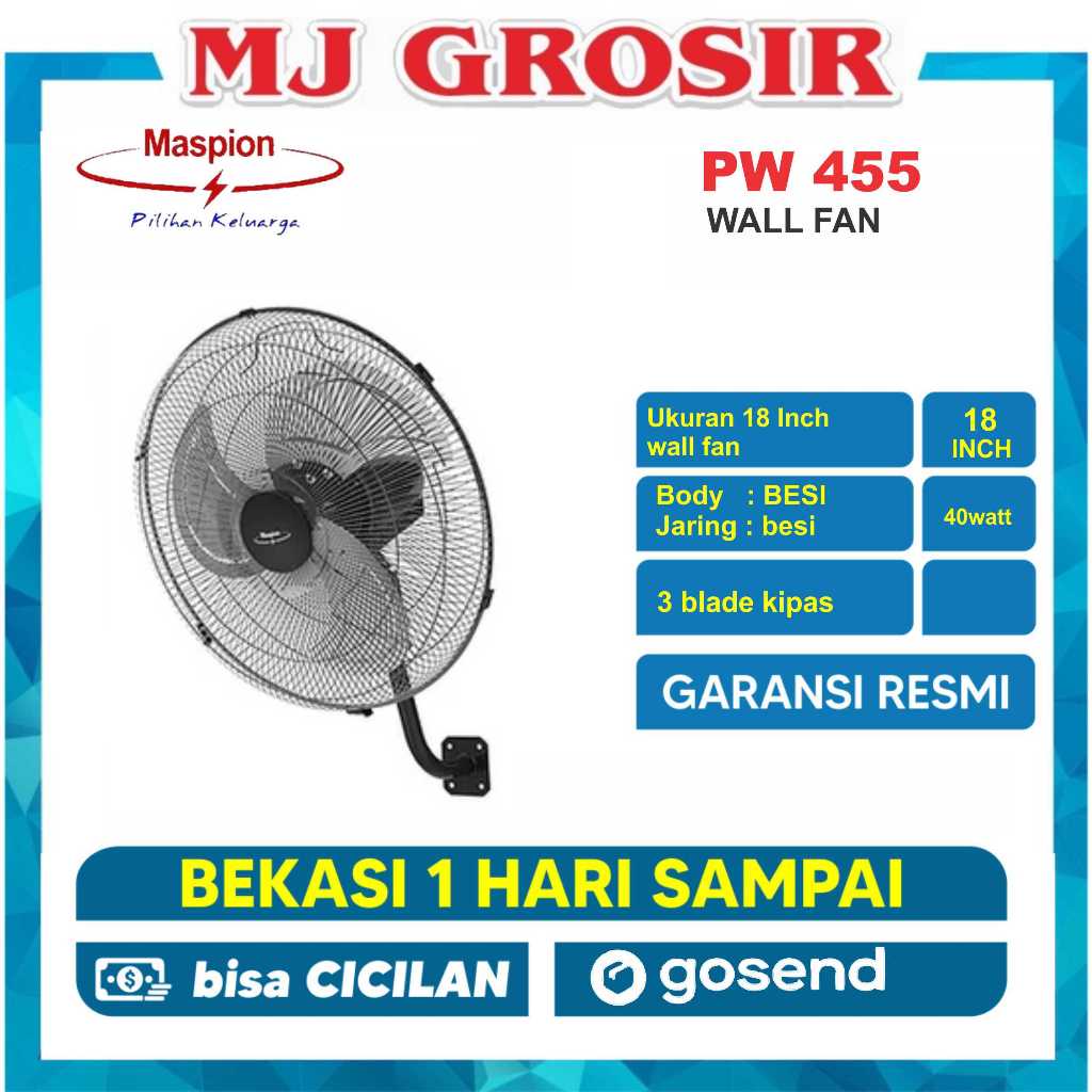 KIPAS ANGIN WALL FAN MASPION PW 455 KIPAS ANGIN DINDING PW-455