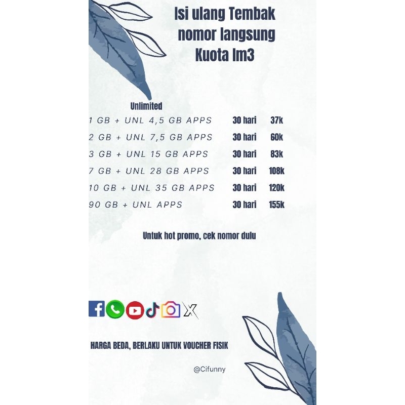 ISI ULANG UNLIMITED IM3 TERMURAH