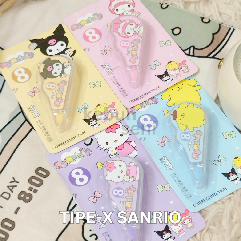 Correction Tape Sanrio Tipe-X Tipeks Alat Tulis Hello Kitty Kuromi My Melody Pompompurin