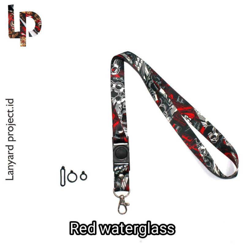 

Tali lanyard Costum Gantungan Serbaguna Idcard/name tag 2 cm Bahan Tali Tissue Premium - Red Water Glass