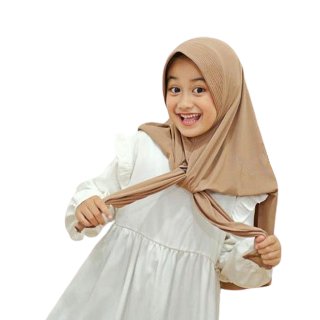 Hijab Pashmina Oval Ped Anak | Jilbab Instan Oval Jersey 4-12 Tahun
