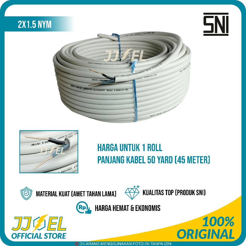 Kabel Listrik 2x1.5 NYM 1 Roll SNI