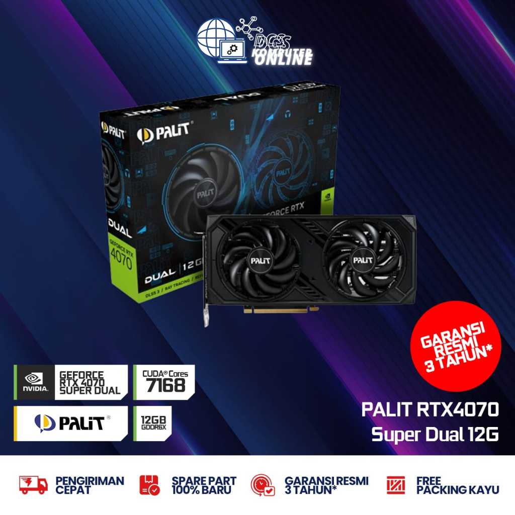 VGA PALiT GeForce RTX 4070 Super 12GB | RTX4070 Super GDDR6X RESMI