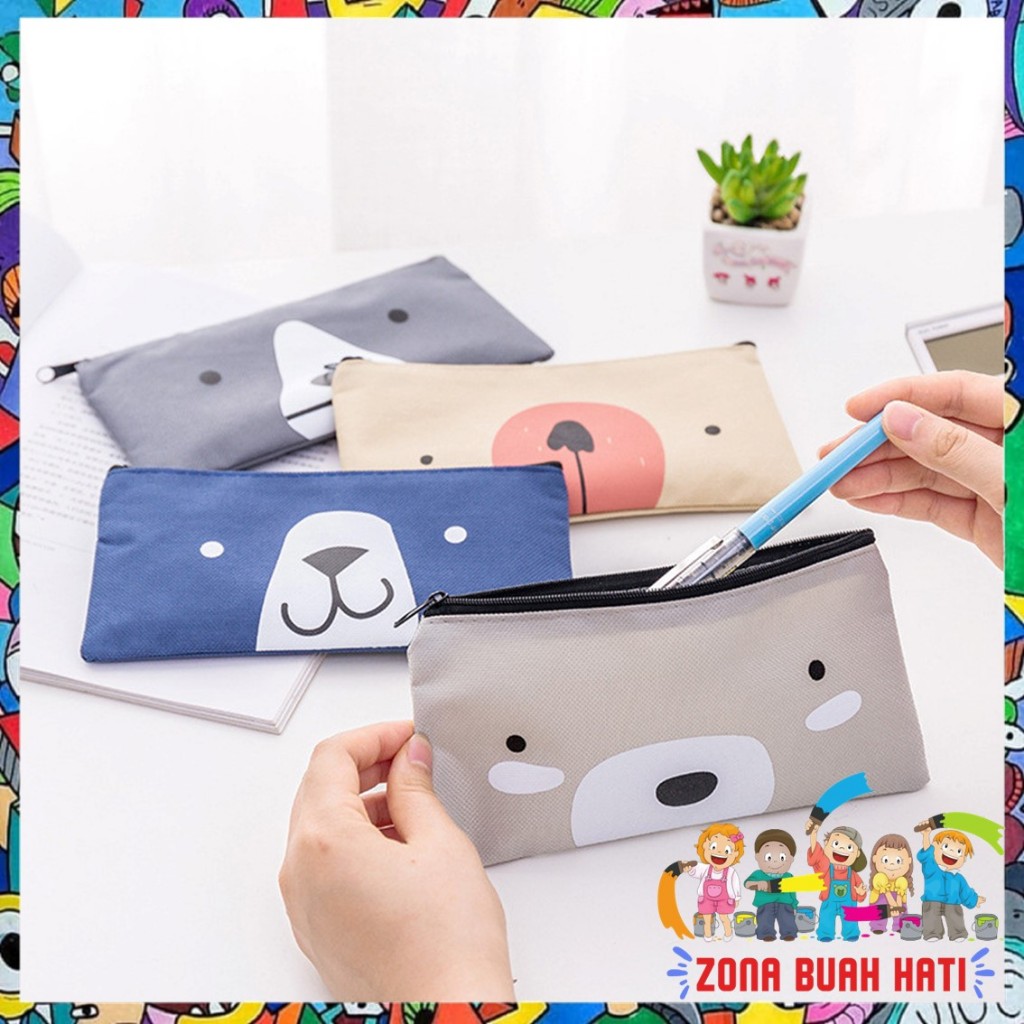 

ZBH Tempat Pensil Pulpen Kain Kanvas Karakter Hewan Lucu Kotak Pensil Serbaguna Motif Animal Dompet pouch make up kosmetik wanita t