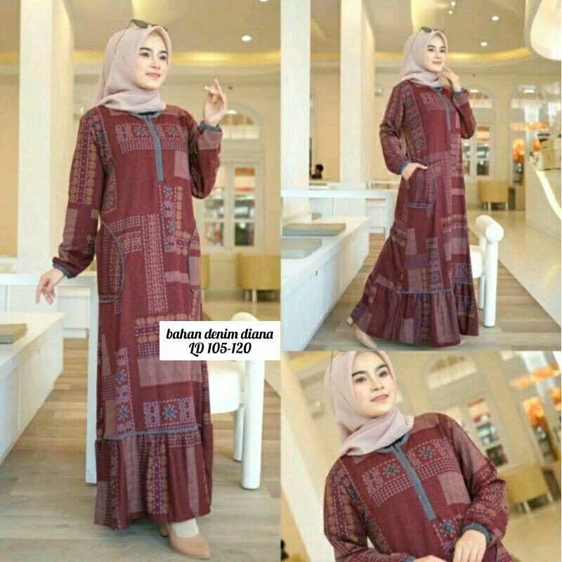 Lalaa Gamis Casual Busui Denim Diana Kantong
