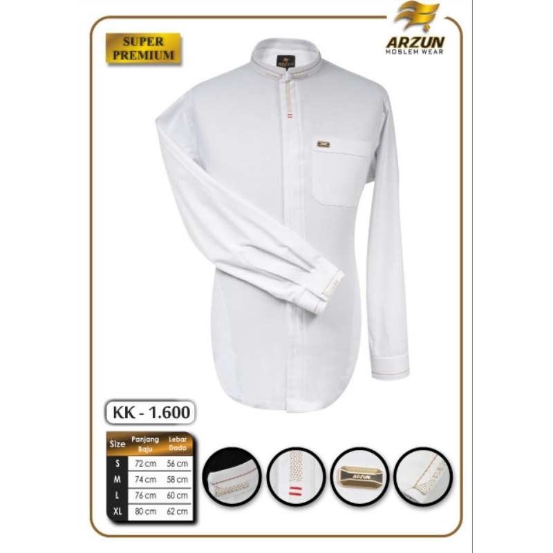 [ Koko Putih ] Koko Pria Moderen ARZUN Lengan Pendek Lengan Panjang Putih list Kombinasi, Koko Pria 