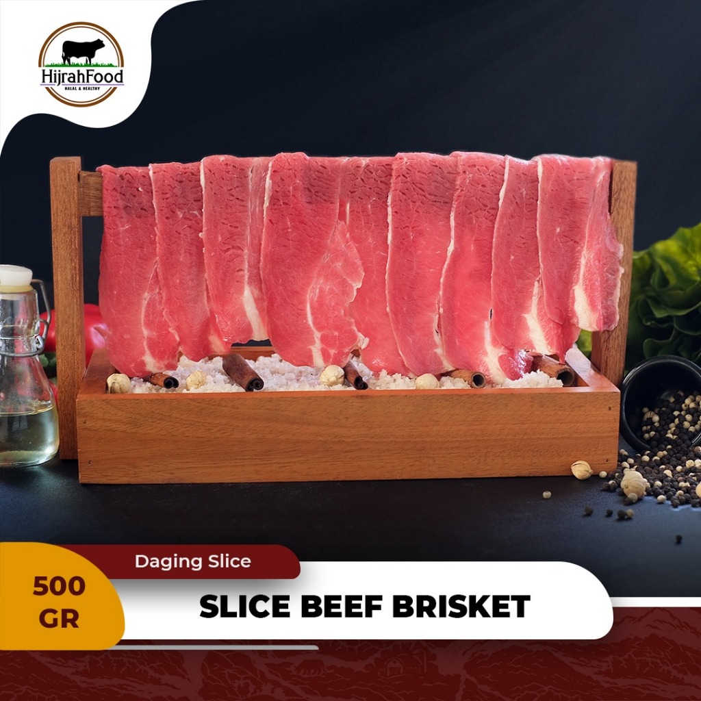 

Hijrahfood Slice Beef Brisket Less Fat AUS | Daging Sukiyaki / Shabu Rendah Lemak - Brisket 500 gram