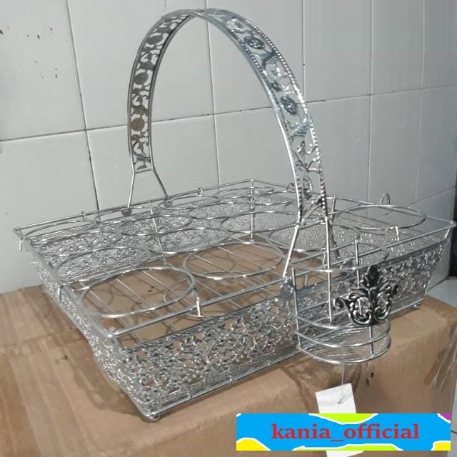 Rak Aqua Gelas / Keranjang Tempat Air Mineral Stainless Steel 16 Lubang