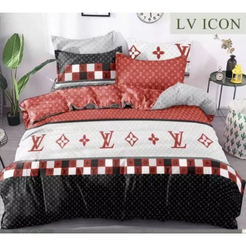 Sprei 180x200x25 katun | LV Merah hitam dewasa | ready