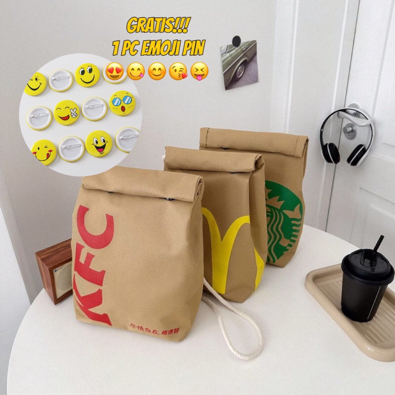 [Chiyo] Tas Kanvas McD, KFC, Starbucks / Sling bag | Tas Wanita Tas Ransel Import High Quality