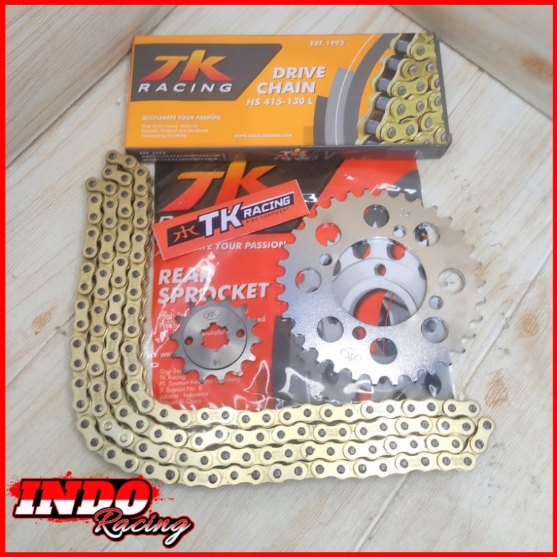 Gir Gear Set TK Racing 415 RX King Jupiter Z MX Vega F1ZR Merek TK Racing Full Set Rantai TK Racing 