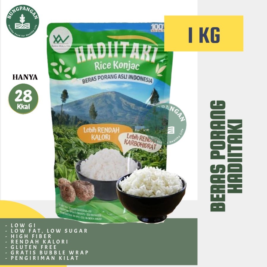 

Beras Porang HADIITAKI 1 KG Shirataki Konjac Rice diet rendah kalori