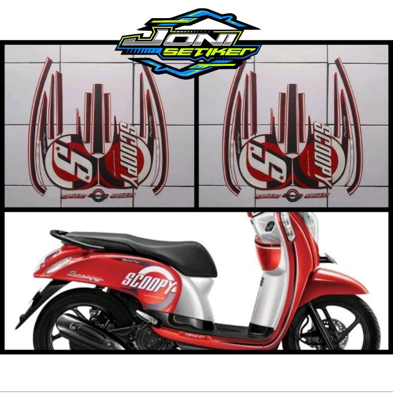 STICKER STRIPING LIS LES BODY MOTOR HONDA SCOOPY FI 2015 2016 MERAH