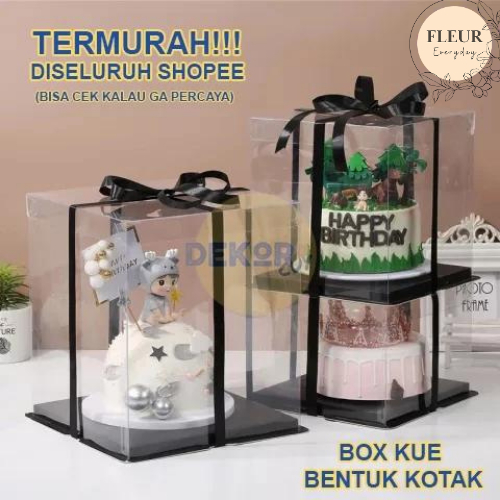 BOX MIKA KUE TRANSPARAN Kotak Kue Ulang Tahun  Cake Box mika  Dus Kue Tart Mika  Box Packaging Kue  
