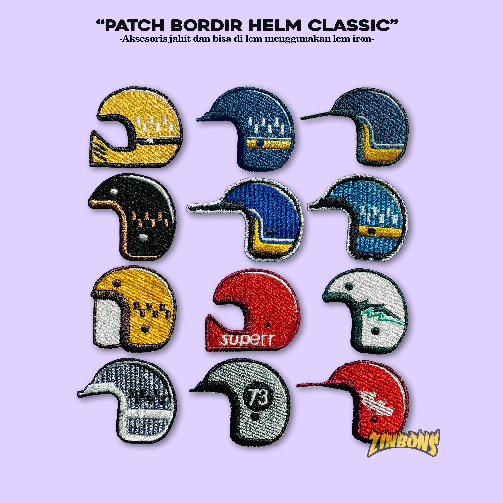 PATCH BORDIR HELM CLASSIC EMBLEM KLASSIK BORDIR KEREN TEMPELAN ROMPI DAN JAKET PATCH IRON