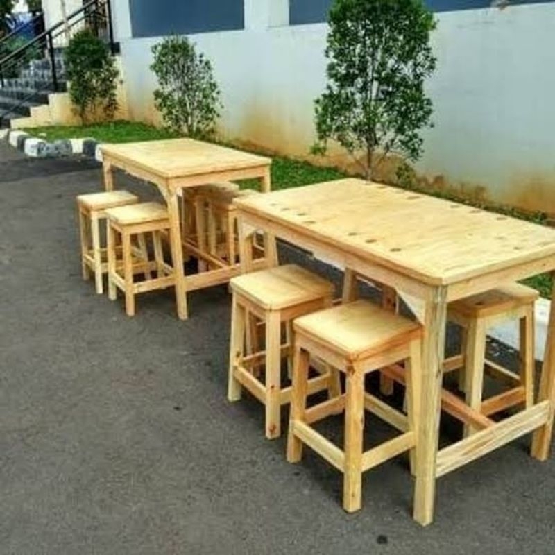 Meja & Kursi warkop/cafee minimalis bahan full kayu jati belanda