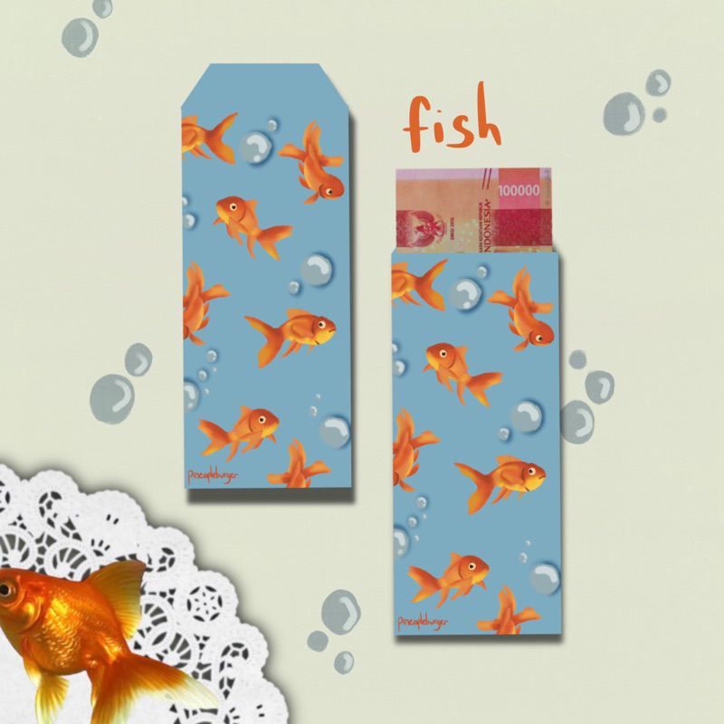 

Amplop lebaran motif ikan goldfish ukuran besar 7x16 cm