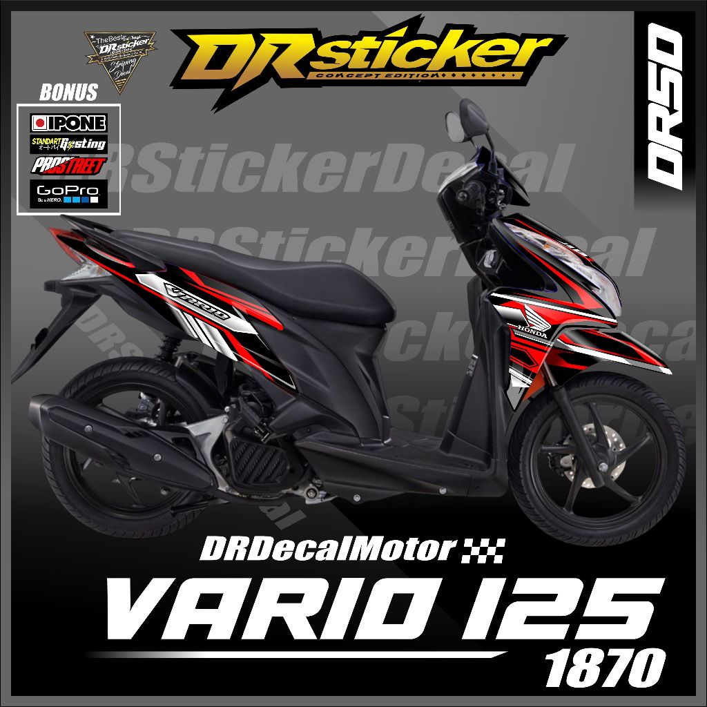 Stiker Decal Lis Les Body Motor Honda Vario Techno 125 FI 2013 Full Set Motif Abstrak