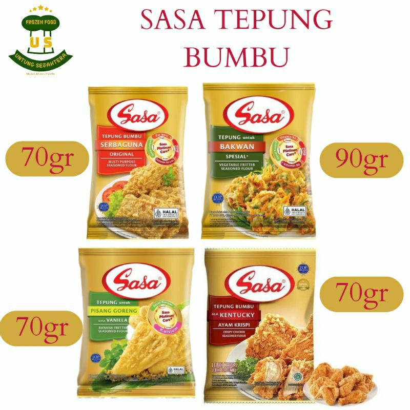 

Tepung Sasa Tepung Bumbu Sasa Serbaguna Tepung Bumbu Sasa Pisang Goreng Tepung Bumbu Sasa Bakwan Tepung Bumbu Sasa Kentucky 70gr 90gr