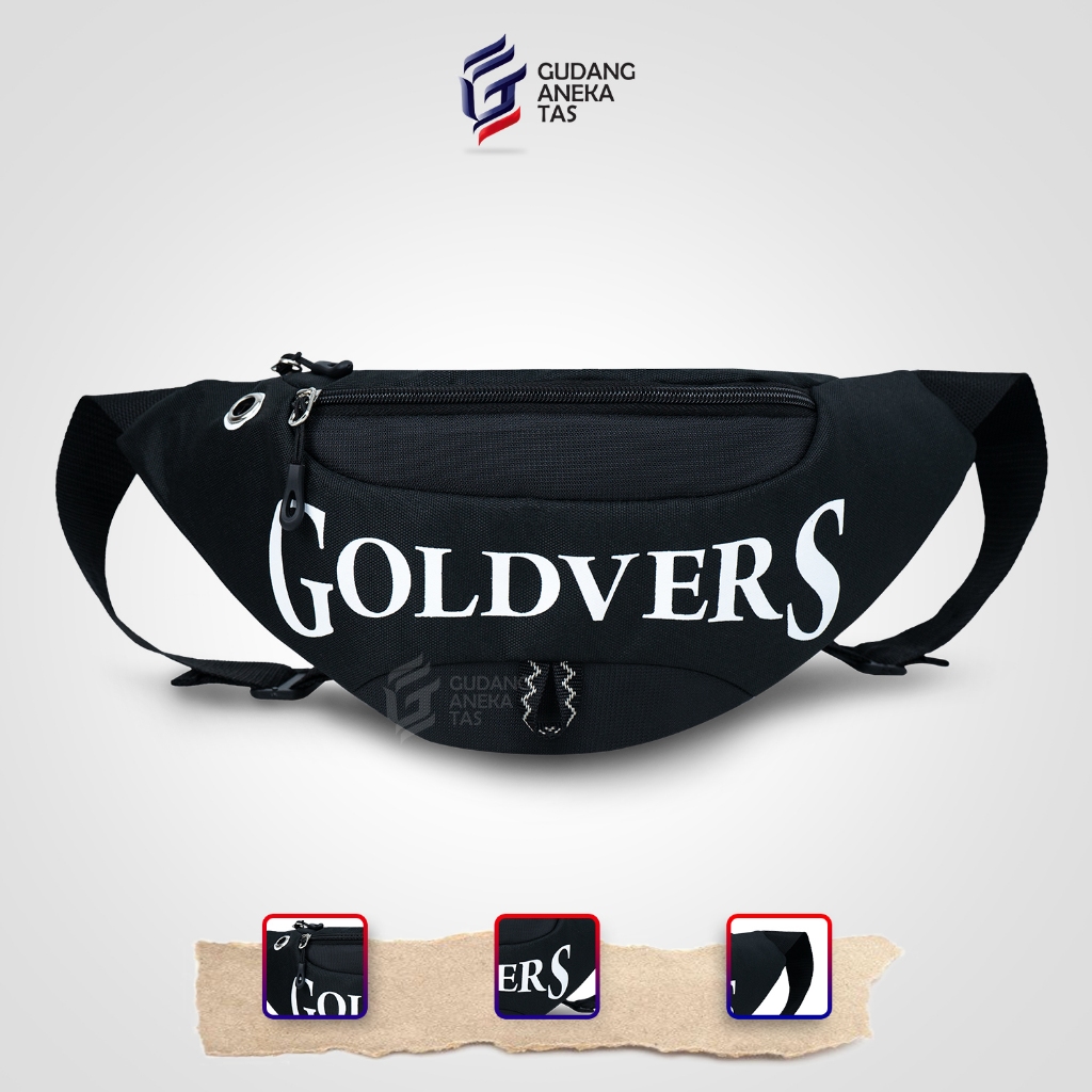 Tas Selempang GOLDVERS Waist Bag Pria Terbaru Slempang Pria Wanita Kekinian -GUDANG ANEKA TAS