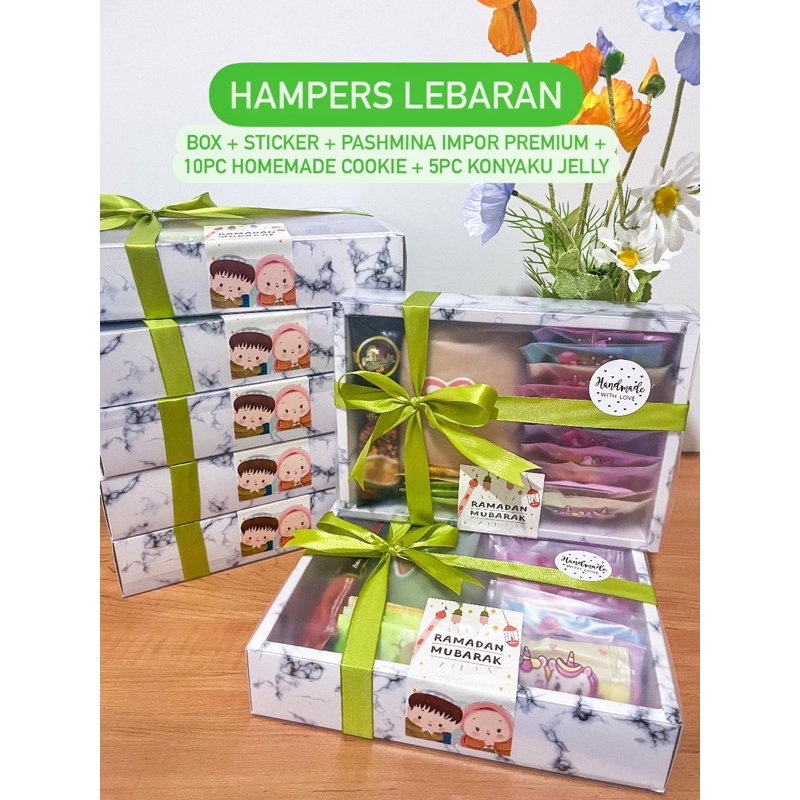 

HAMPERS Unik Lebaran 2024 / Gift Box idul Fitri / Paket hadiah eid mubarak / Kemasan parcel cookies snack Gluten free / Hijab pashmina impor bestie teman wanita keluarga ibu