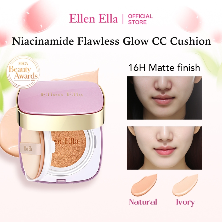BPOM Ellen Ella Niacinamide BB Cushion Foundation SPF 30+ PA++ Flawless Concealer CC Cushion Foundat