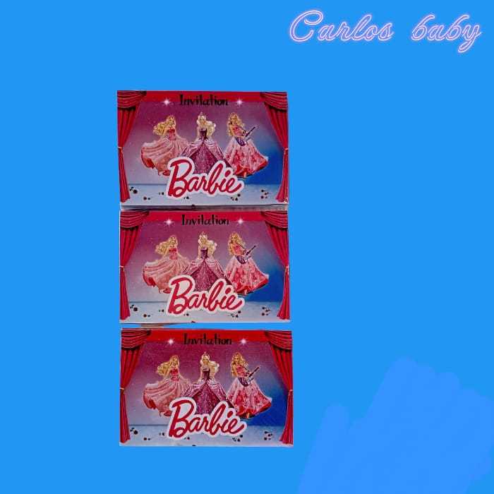 UNDANGAN ULANG TAHUN BARBIE perlengkapan pesta ulang tahun anak unik (gambar 2 sisi) per 10