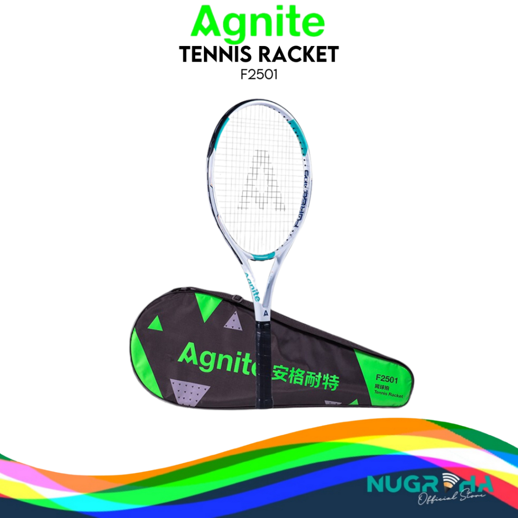 

Agnite Tennis Racket / Raket Tenis Lapangan High Quality Warna Biru 27" 50lbs FREE bag High Quality