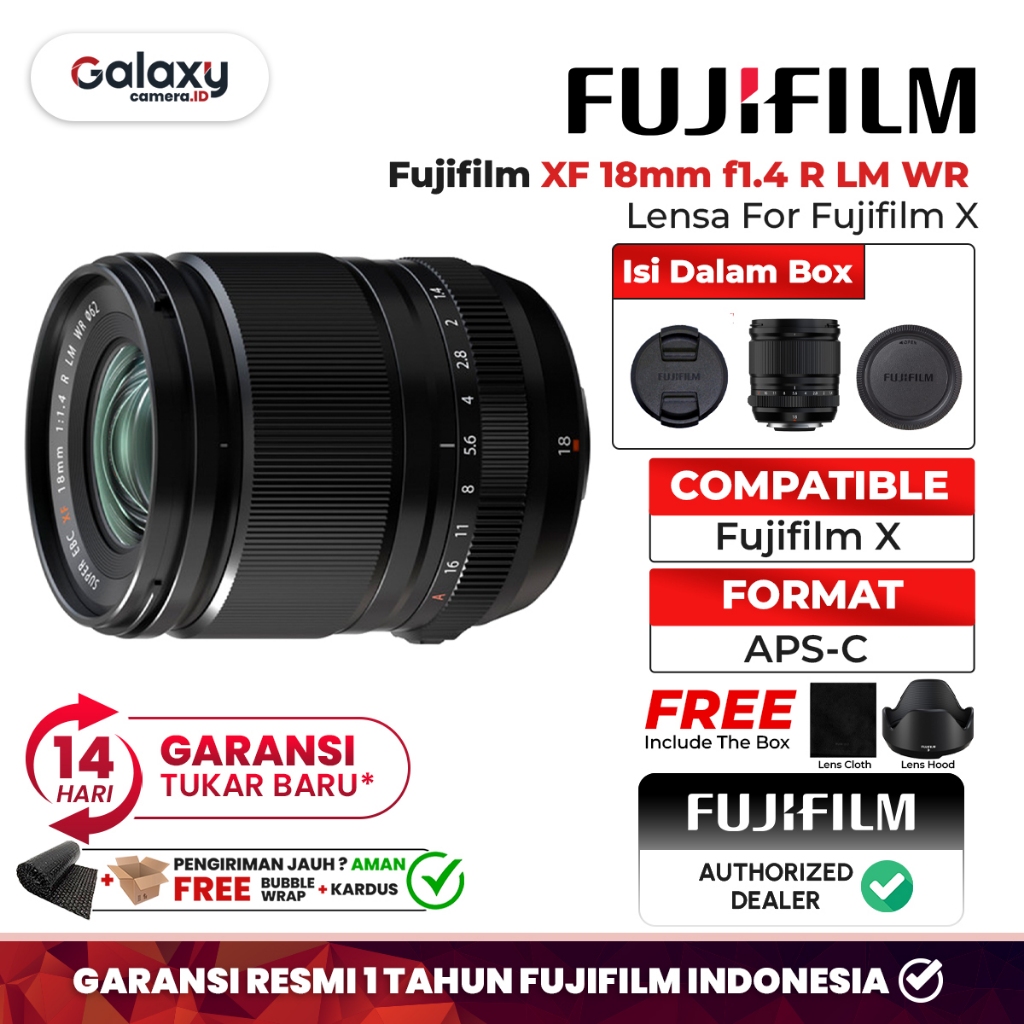 Fujifilm XF 18mm f1.4 R LM WR Fujinon XF18mm f/1.4 Fuji Garansi Resmi