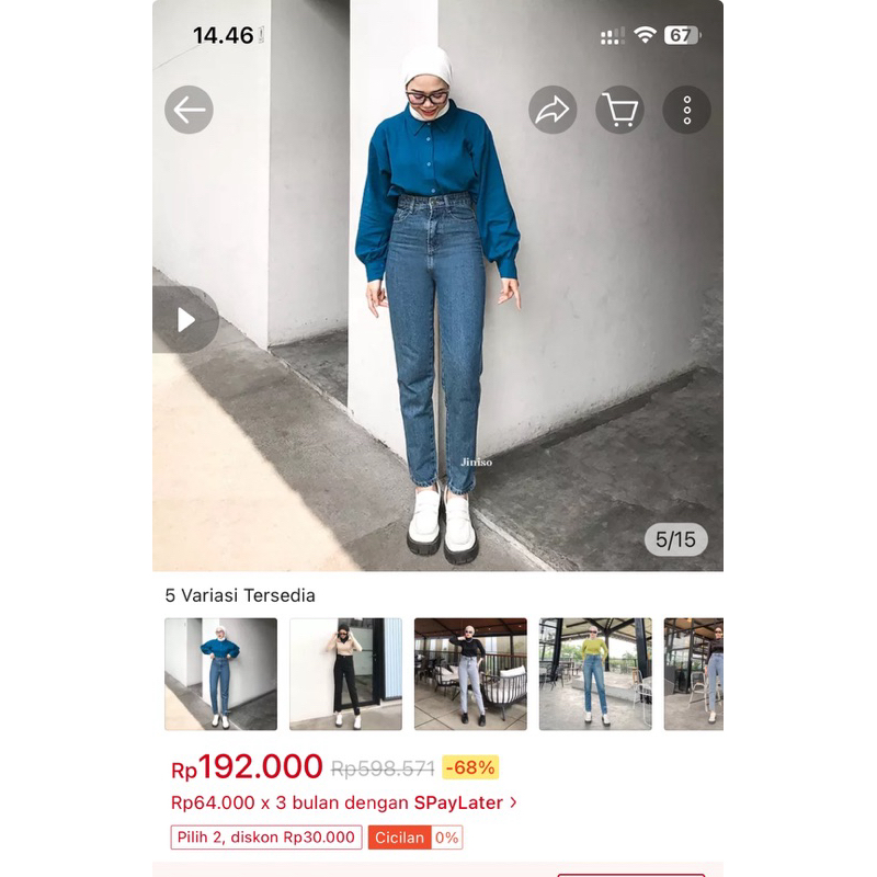 FEEL GOOD-jiniso boyfriend celana jeans wanita highwaist