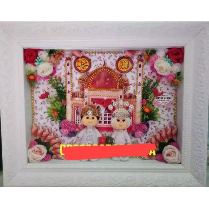mahar pernikahan Frame 40x30. mahar 3Dimensi. Mahar pernikahan boneka. maskawin