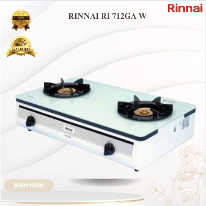 RINNAI KOMPOR GAS 2 TUNGKU RI 712GA W - WHITE/RI-712GAW/ RI712GAW/RI 712 GA W/712GAW/ 712GA