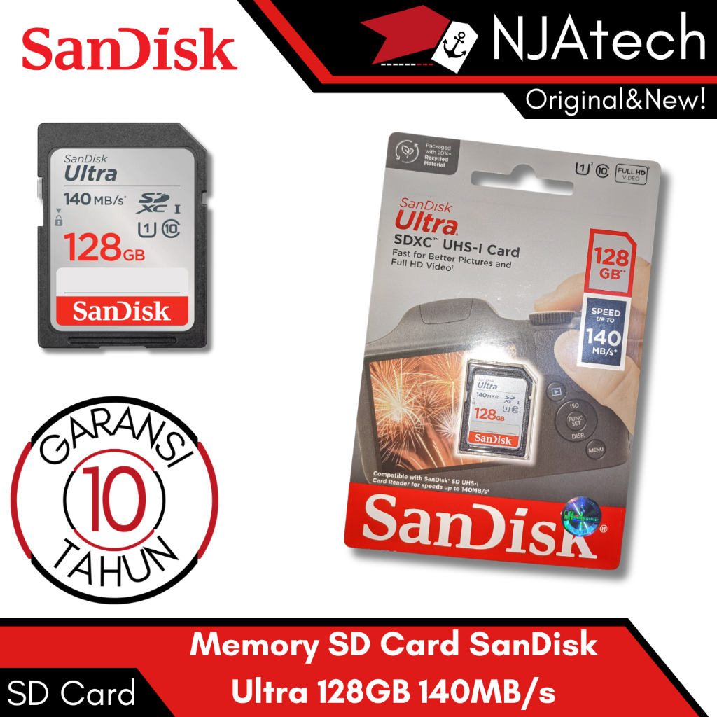 Memory SD Card SanDisk Ultra 128GB SDXC Original