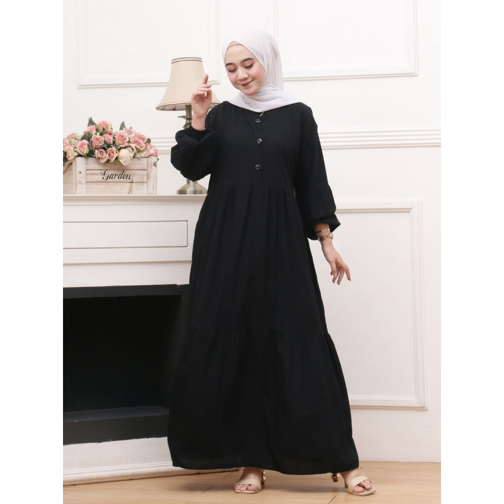 GAMIS RAYON MAXI MODEL LENGAN BALON | GAMIS CANDA MAXI | GAMIS RAYON POLOS SUSUN BUSUI FRIENDLY 3 KA