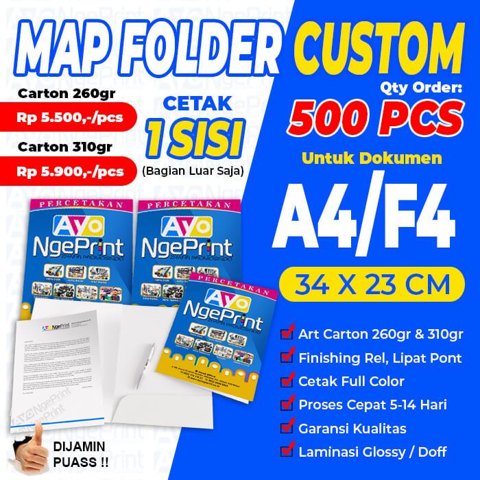 

Map Folder Custom A4/F4 (Cetak 1 Sisi) 500 Pcs | Stopmap Dokumen Rumah Sakit/ Itansi | Tebal & Murah