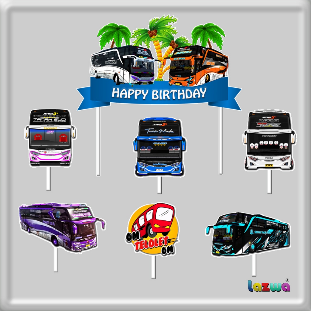 

Topper cake Bus telolet basuri hiasan kue