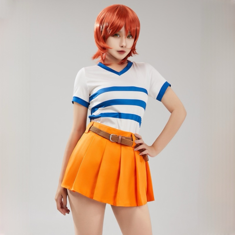【Rollenz】Nami One Piece Cosplay Costume Anime Onepiece Live Action Fullset Wig Kostum Nami Pirates B