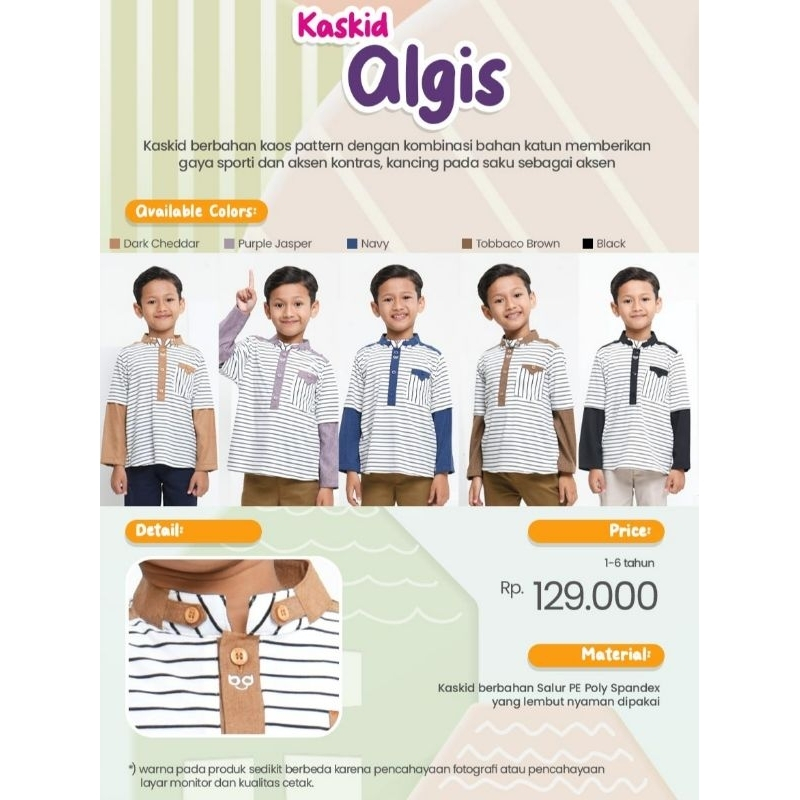 BAJU ANAK KAOS LENGAN PANJANG KASKID ALGIS BLG RABBANI ORI