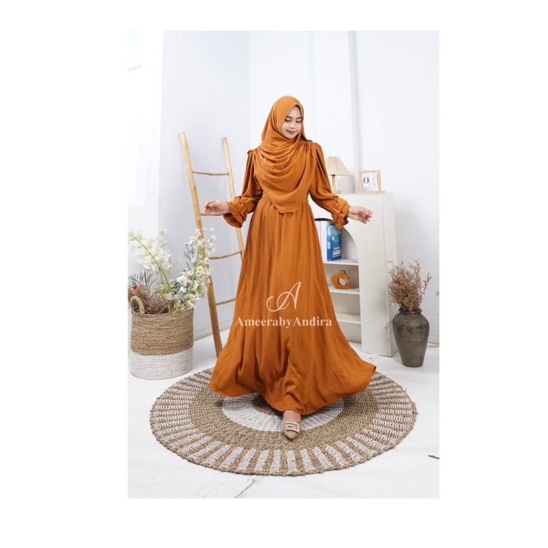 [Ameera by Andira] RHAYNA SET SYAR'I CRINCKLE DIAMOND 3 item cantik mewah embut adem cocok untuk out