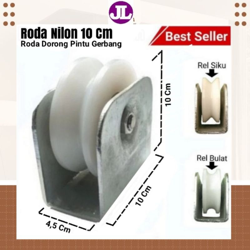 Roda Pagar Nilon Ukuran 10 cm Pintu Besi Roda Gerbang Nilon Ukuran 10 cm Pintu Besi