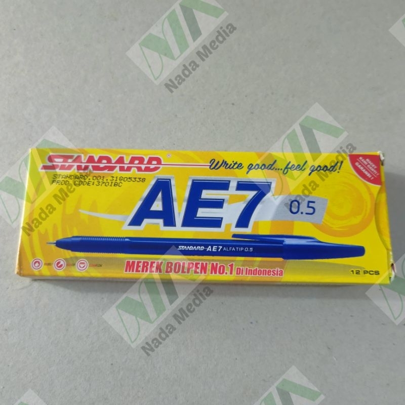 

pulpen standard ae7 biru 1 pack isi 12