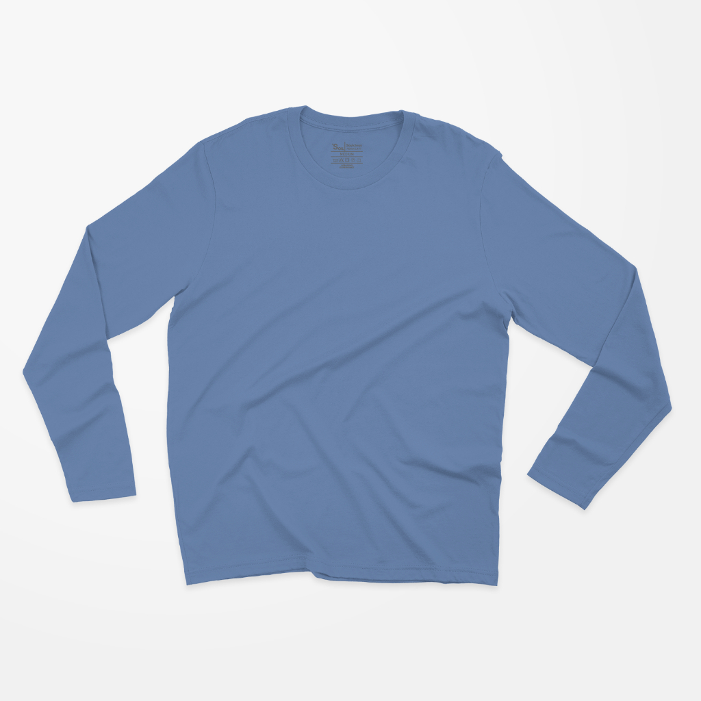 Blank T-shirt Long Sleeve Light Blue (Kaos Polos Biru Muda)