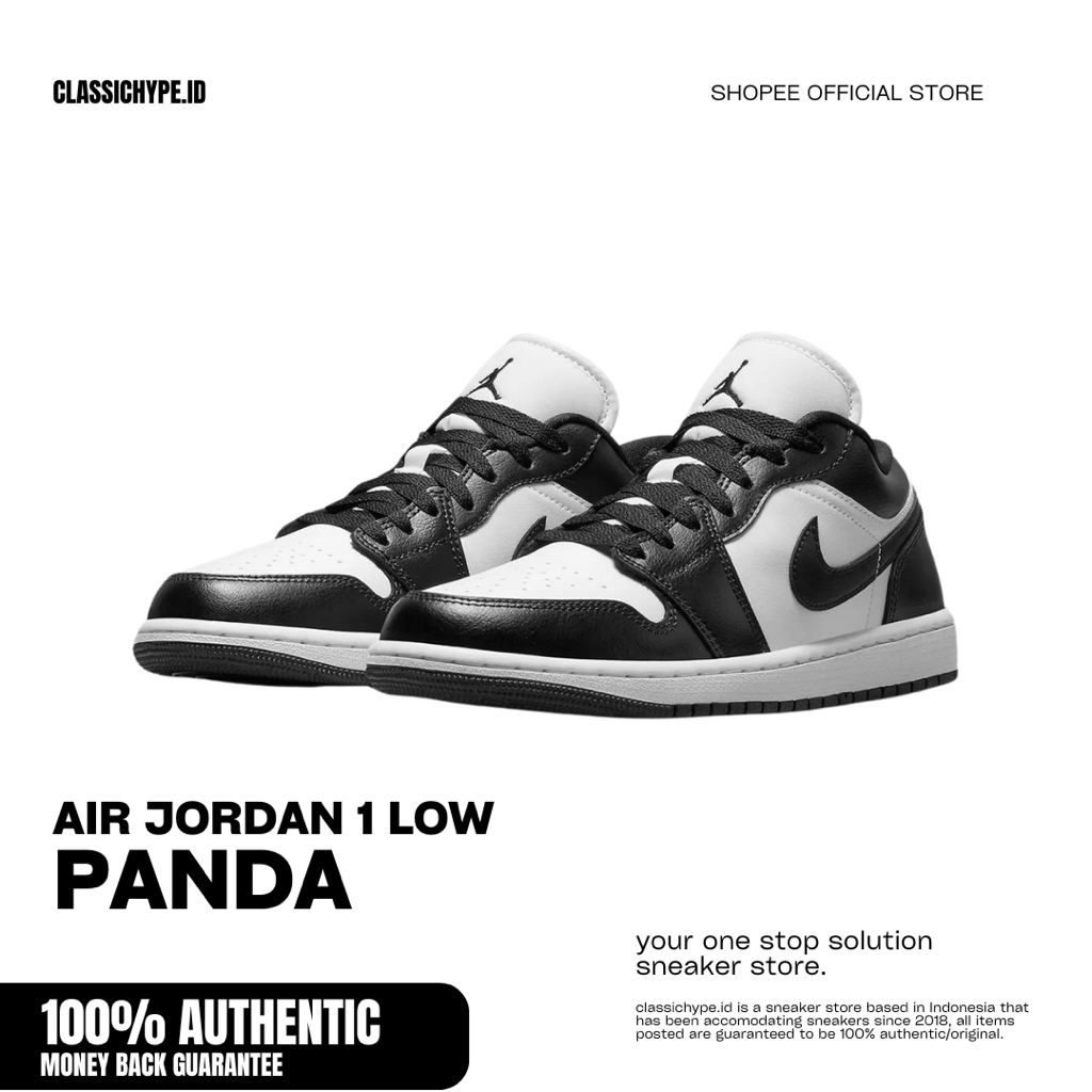 Air Jordan 1 Low Panda Black White 100% Original