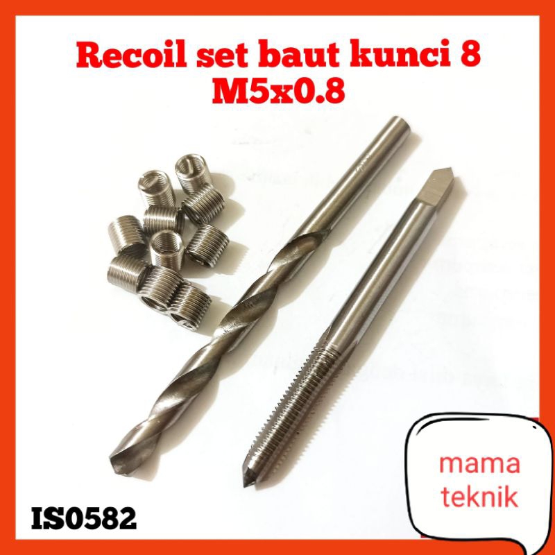 recoil set m5x0.8 2D paket recoil set baut kunci 8 komplit tap recoil bor recoil