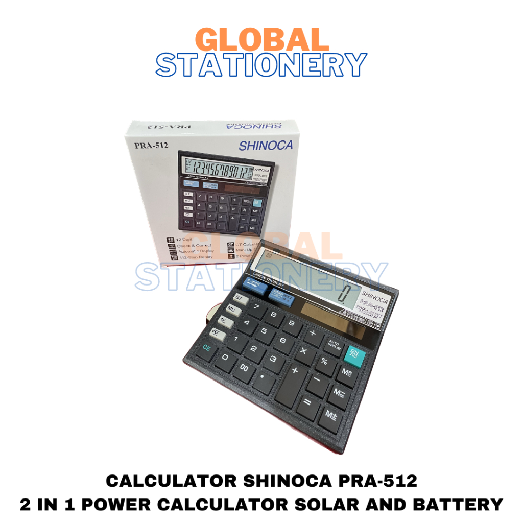 

Calculator Kalkulator Murah Shinoca PRA-512 PRA 512 PRA512 Solar Power dan Battery 12 Digits