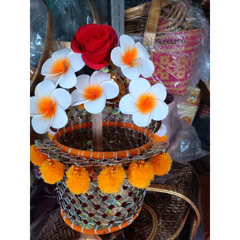 set wadah daksina pis bolong dgn bungahias cantik